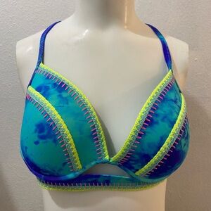 Women's SHADE & SHORE Multi Color Patterned Bikini Swimsuit Top Size 38B